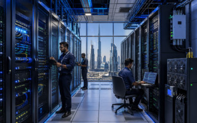 Professional Server Room Setup In Doha for hospitals and data-heavy businesses with secure racks, cooling systems and enterprise IT infrastructure.